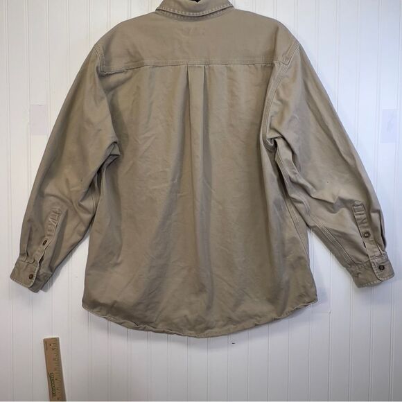 Vintage Men’s Canvas leather patch Carhartt Button up large  100% cotton - Picture 14 of 16